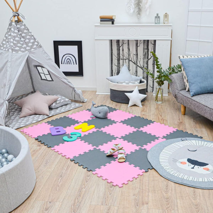 LittleTom 18 Teile Spielmatte Baby ab Null - 30x30 Schaumstoff Puzzlematte Kinder Isomatte Baby Spie