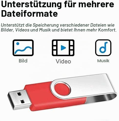 10 Stück Speichersticks 8GB USB-Stick Einklappbar USB 2.0 Memory Sticks 8 GB Flash Drive Rote Datena