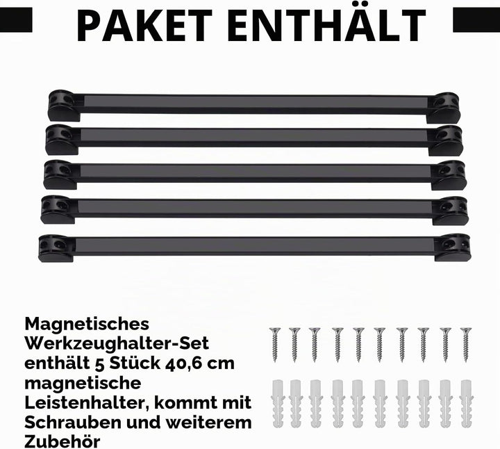 magnetleisten für werkzeug 5 Stück, werkzeug magnetleiste Set 40cm, magnethalter werkzeug für Küche,