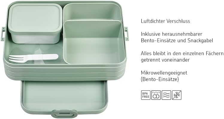 Mepal Brotdose Large - Brotdose mit Bento Box - Für 4 Sandwiches oder 8 Brotscheiben - Lunchbox für