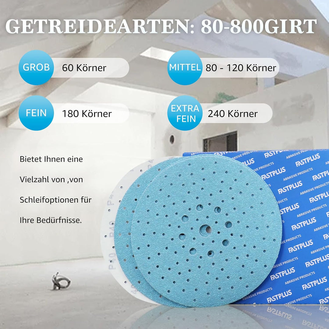 Schleifpapier 225mm Klett 400 Körnung Schleifscheiben Staubentfernung Keramik Schleifpapier Blau 10