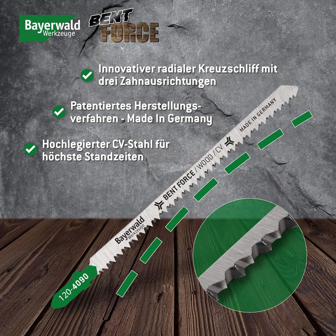 25x Bayerwald Werkzeuge Bent Force CV Stichsägeblätter 130 mm Länge | verz. Länge 105 mm | max. Schn