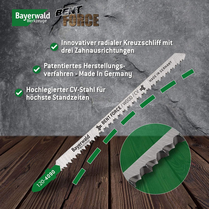 25x Bayerwald Werkzeuge Bent Force CV Stichsägeblätter 130 mm Länge | verz. Länge 105 mm | max. Schn