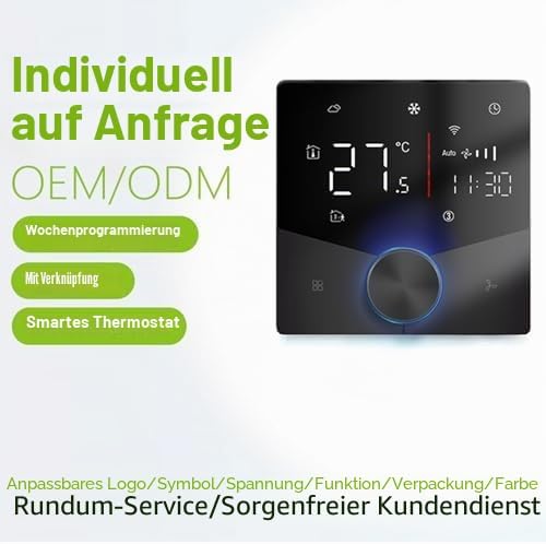 Smart WLAN Thermostat for Heating &amp; AC – Programmable 5+2 Day Schedule with 6 Time Slots, Compatible