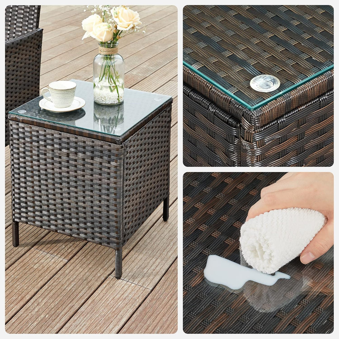 SONGMICS Balkonmöbel, Gartenmöbel-Set, aus PE-Polyrattan, Lounge-Set, Tisch und 2 Stühle, Terrassenm