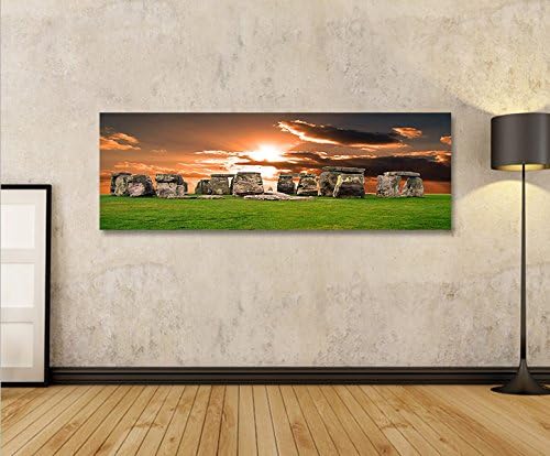 islandburner Bild Bilder auf Leinwand Stonehenge V4 Panorama XXL Poster Leinwandbild Wandbild Dekoar