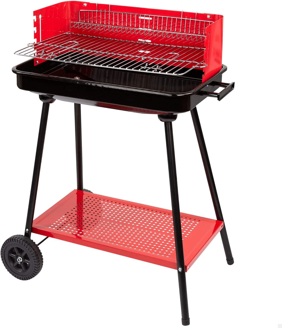 AKTIVE 52898 Holzkohlegrill, rechteckig, 66 x 44 x 85 cm, 4 Höhenverstellbar, Platz für 6 Personen,