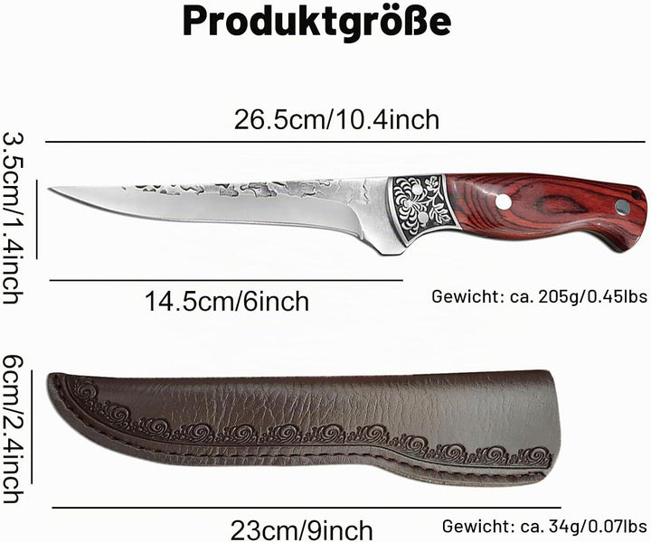 Fubinaty Ausbeinmesser japanische Kochmesser Hand geschmiedet Küchenmesser Full Tang High Carbon Ste