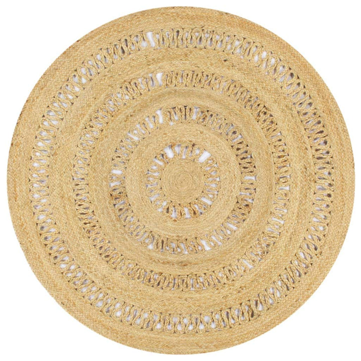 Tidyard Teppich Handgefertigt Jute Geflochten rund,jedes Stück ist EIN Unikat, Durchmesser: 120 cm