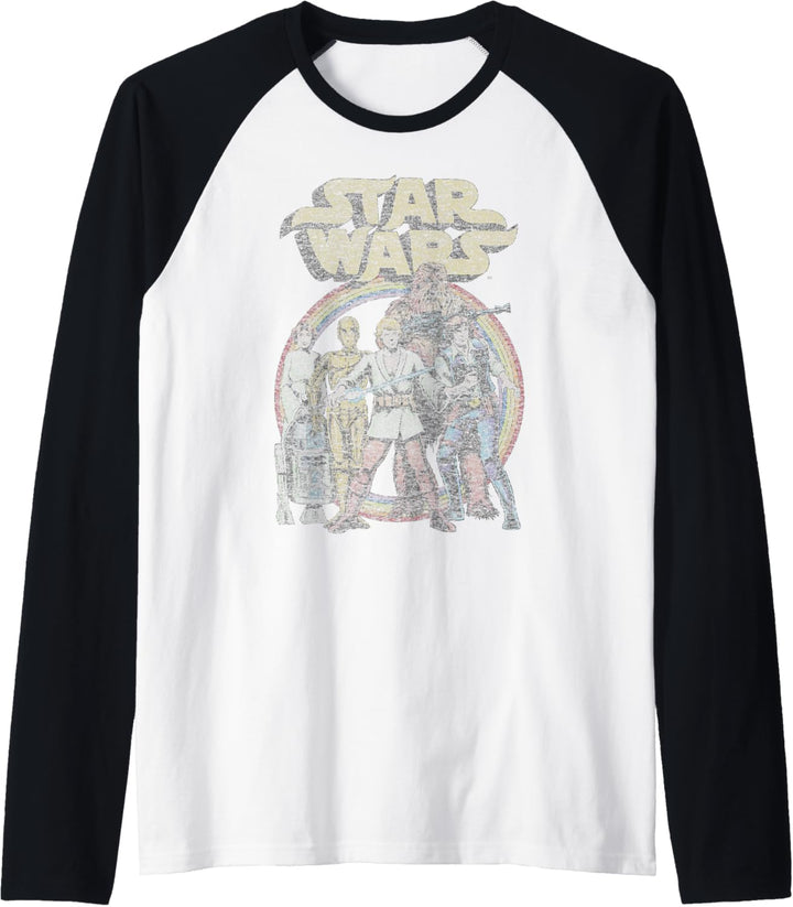 Star Wars Rainbow Retro Group Logo Raglan
