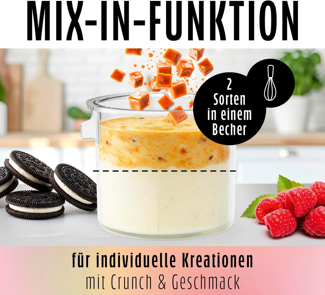 GOURMETmaxx SmoothUp Touch Eismaschine 700 Watt | Eismaschine 9 Programme + Mix-in-Funktion | Eiscre