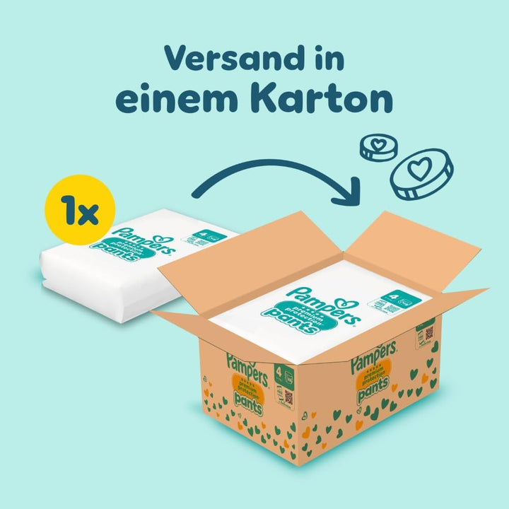 Pampers Baby Windeln Pants Grösse 4 (9-15kg) Premium Protection, Maxi mit Stop- und Schutz Täschchen