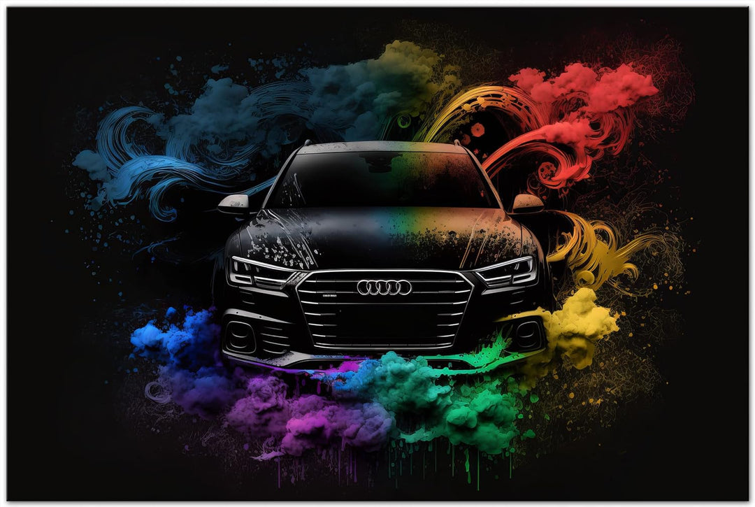 PRINTONIA Leinwandbild 120x80cm Audi A3 A4 A5 A6 Abstrakt Art Sportwagen Automobil Bilder Deko Dekor