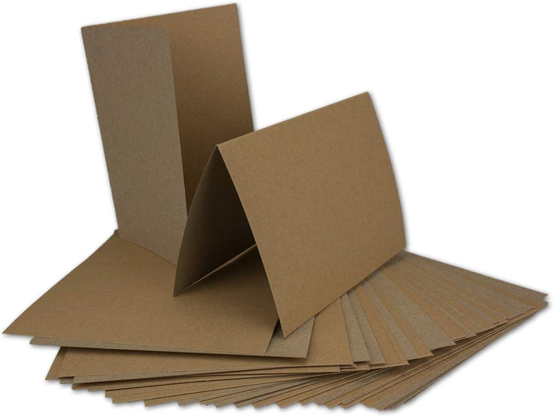 150 Kraftpapier-Karten-Umschlag Set DIN A6 Falt-Karten Natur-Braun 10,5x14,7 cm 220 g/m² Brief-Umsch
