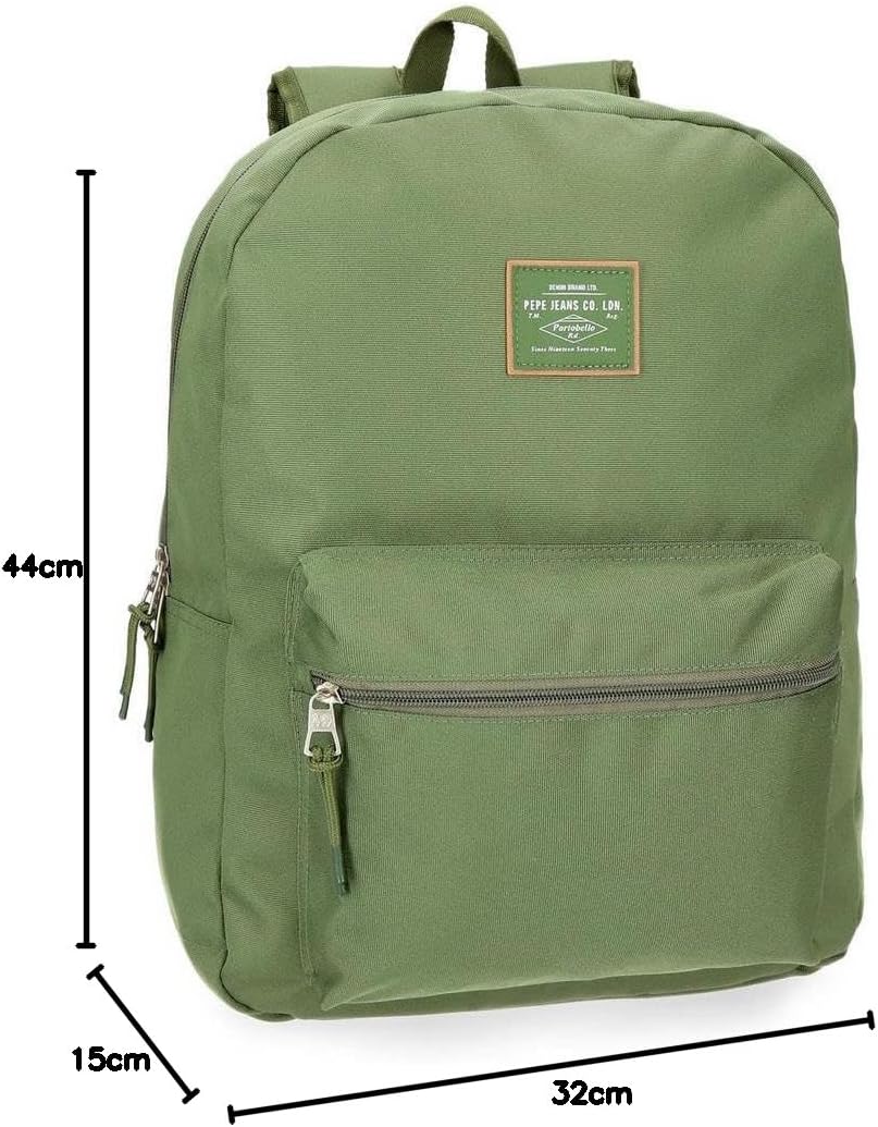 Pepe Jeans Cross Rucksack Grün 32x44x15 cms Polyester für 15,6"-Laptop 21.12L, Rucksack Grün