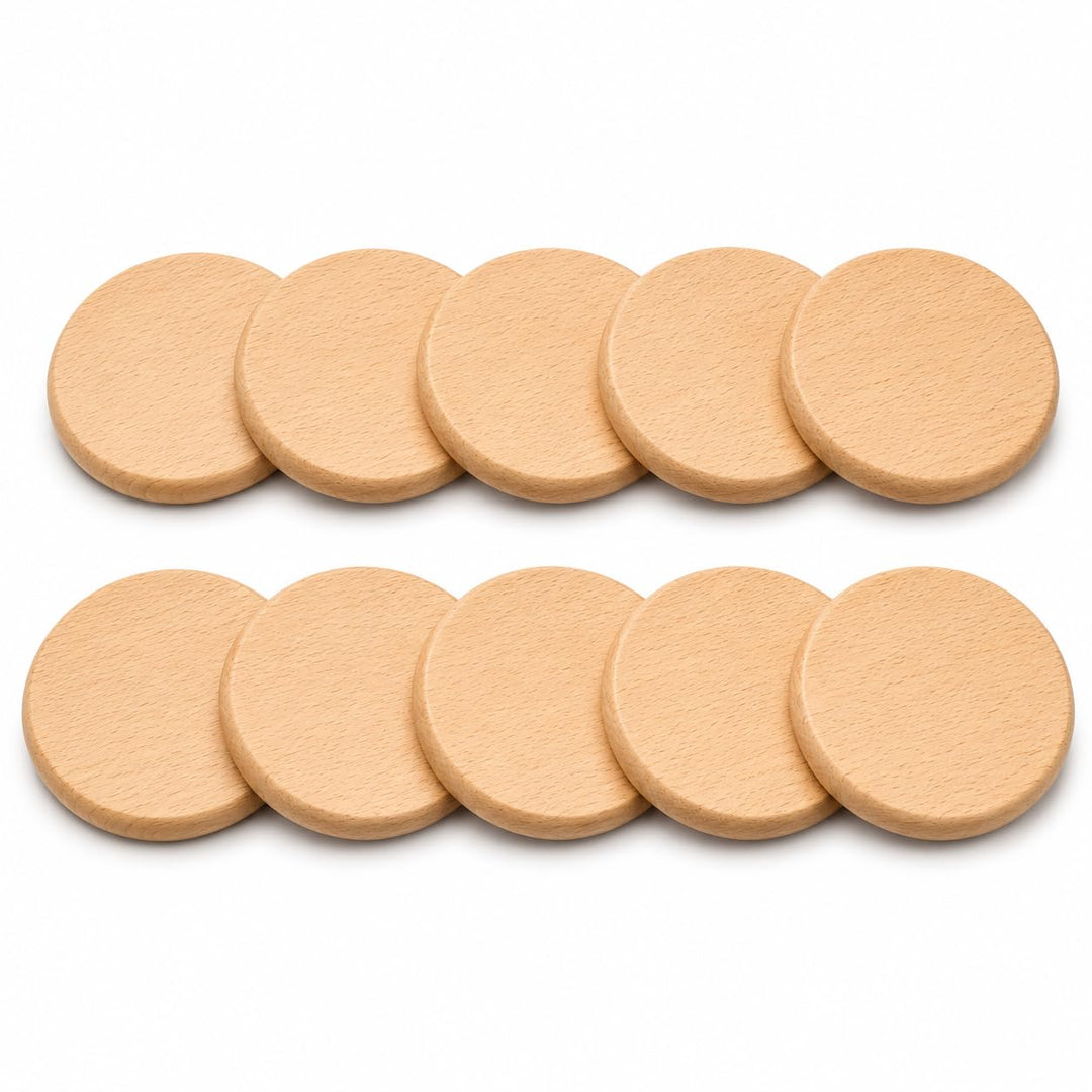 teemando® 10 X Abdeckung für Mass-Krüge & Weizengläser bis 8,4 cm Ø aus Buchenholz, Schutz vor Insek