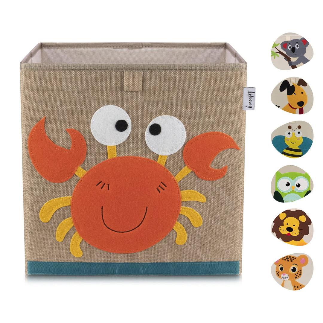 Aufbewahrungsbox mit Krebs Motiv I Spielzeugbox mit Tiermotiv passend für Würfelregale I Ordnungsbox