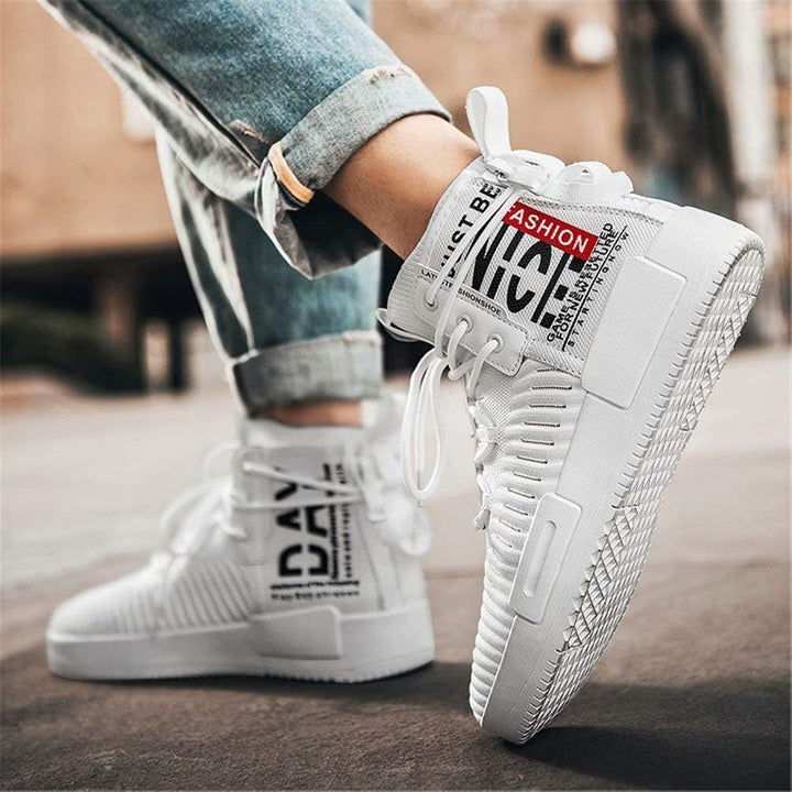 FUSHITON Herren Sportschuhe Laufschuhe High Top Turnschuhe Mode Sneakers Freizeitschuhe Outdoor Stra