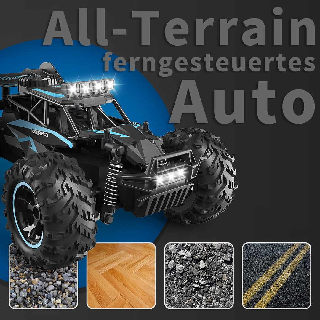 Carox Ferngesteuertes Auto,2.4 GHz 25 km/h RC Auto,1:18 Off Road Monstertruck mit Scheinwerfer und F