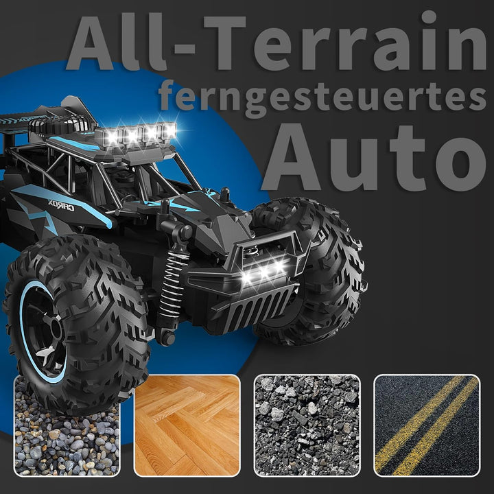 Carox Ferngesteuertes Auto,2.4 GHz 25 km/h RC Auto,1:18 Off Road Monstertruck mit Scheinwerfer und F