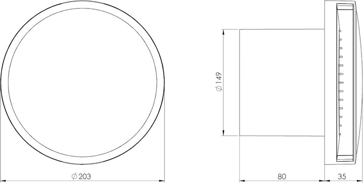 Steinberg14 Weiss Ø 150mm Deckenventilator, Abluftventilator Badlüfter Fan, Rund Ventilator zur Belü