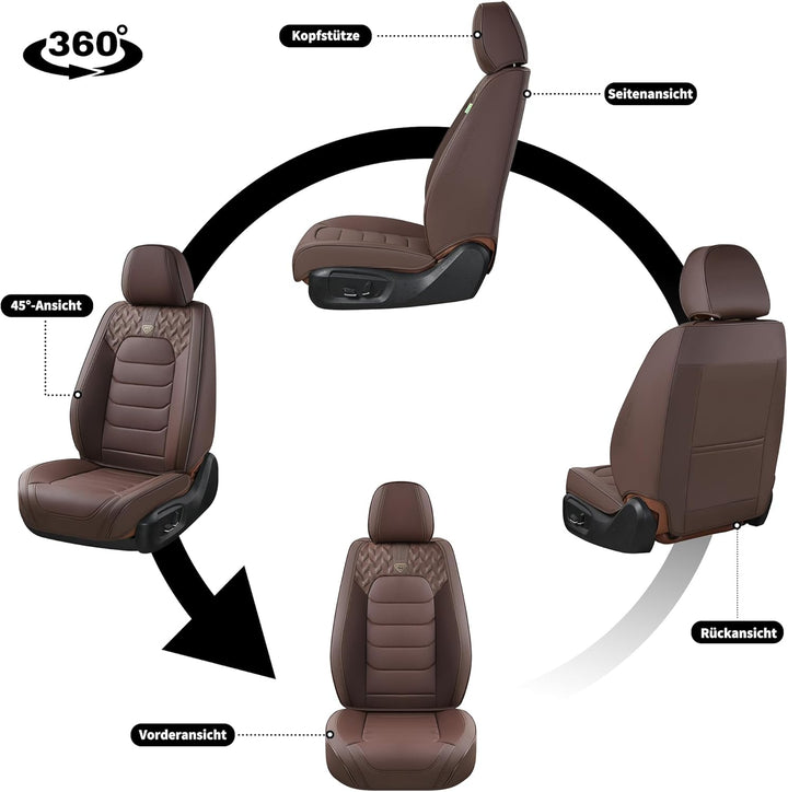 FLORICH Autositzbezüge Komplettset 5 Stück Vorder und Rücksitzbezüge PU-Leder Universel Auto Wasserd