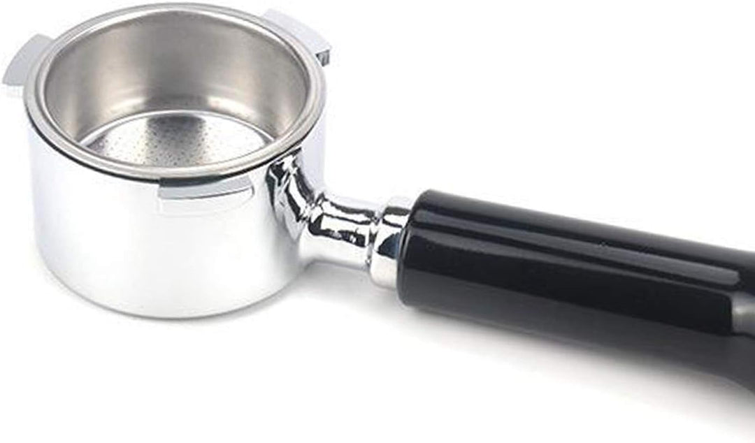 Fenteer Kaffee Bodenloser Siebträger für Kaffee 51mm Ersatz, Schwarzer Kunststoffgriff, 51 x 225 x 3