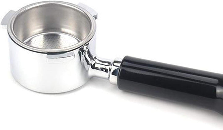 Fenteer Kaffee Bodenloser Siebträger für Kaffee 51mm Ersatz, Schwarzer Kunststoffgriff, 51 x 225 x 3