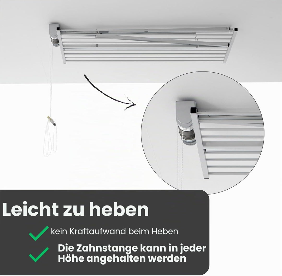 Foxydry Mini Deckenständer, vertikaler Wäscheständer, zusammenklappbar in Aluminium und Stahl 152x54