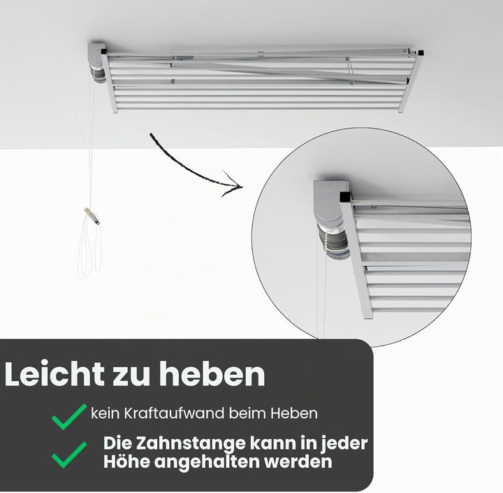 Foxydry Mini Deckenständer, vertikaler Wäscheständer, zusammenklappbar in Aluminium und Stahl 152x54