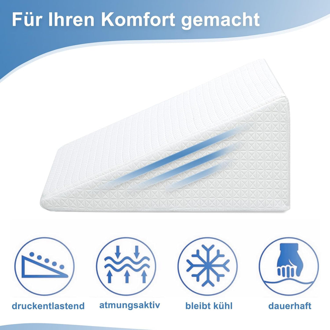 TANYOO Keilkissen Lesekissen mit Memory Schaum für Bett und Sofa Als Beinkissen oder Rückenkissen, M