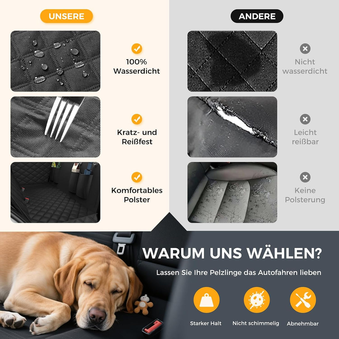 MZROT Hundedecke Auto Rückbank, Hundematte Autoschondecke Hunde Autositz Rückbank Seitenschutz Wasse