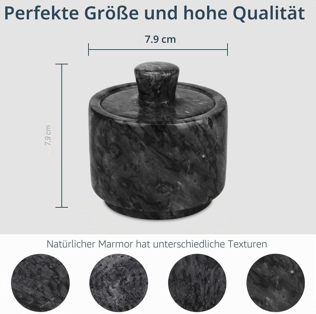 Marmor Salzstreuer mit Deckel, Steinsalz- oder Pfefferschale, Behälterhalter, Behälter für die Küche