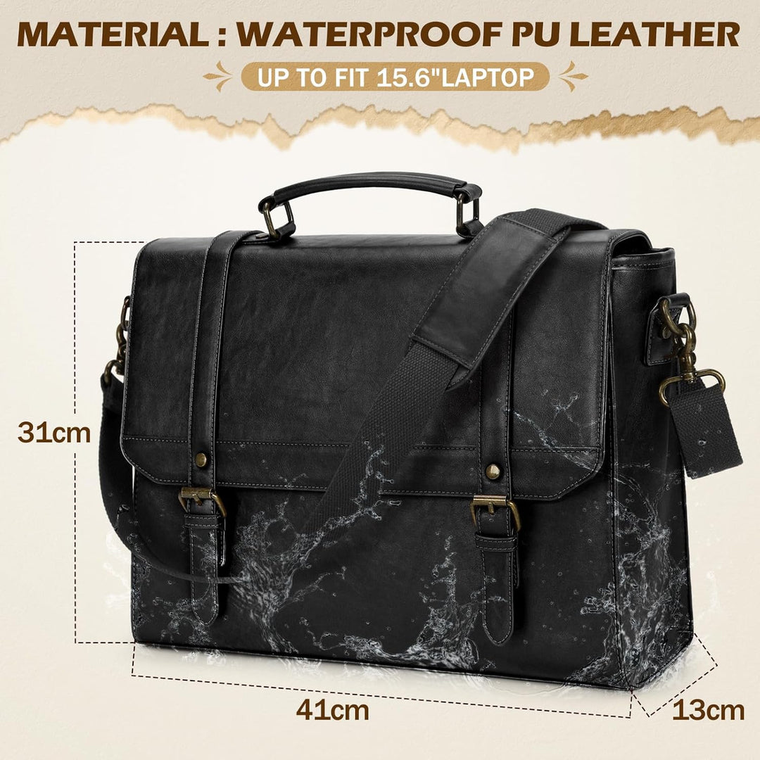 IGOLUMON Aktentasche Herren Wasserdicht Umhängetasche Herren 15,6 Zoll Laptoptasche Vintage Arbeitst
