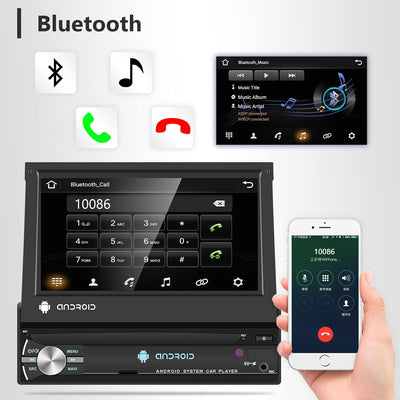 Android Autoradio mit GPS-Navigation, WiFi, Bluetooth, 7-Zoll-Touchscreen 1 Din Auto Multimedia Play