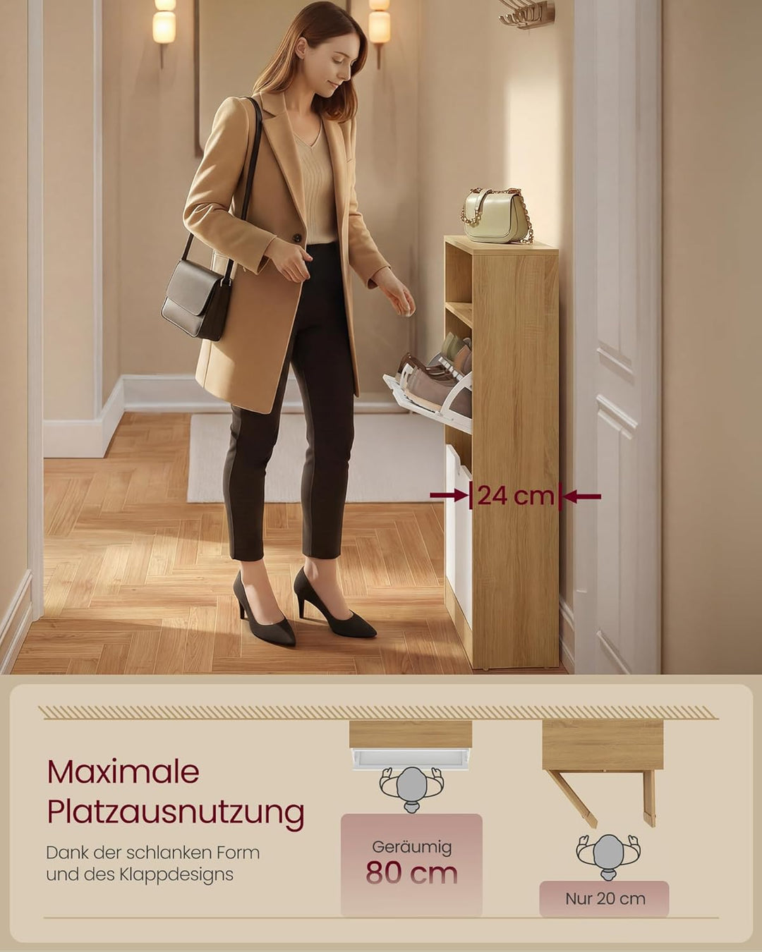 VASAGLE Custos Kollektion - Schuhschrank, Schuhkipper, Schuhaufbewahrung, offenes Fach, Trennwand ve