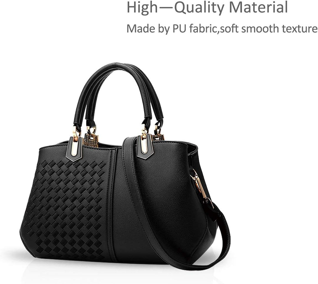 NICOLE&DORIS Frau Dame Handtaschen Schultertasche Taschen Shopper Umhängetasche PU Schwarz A, Schwar