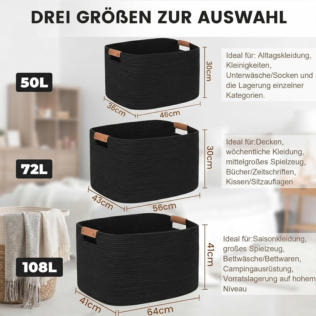 danpinera Aufbewahrungskorb, 50L Körbe, Korb Aufbewahrung für Babyspielzeug, Aufbewahrungskorb Gross
