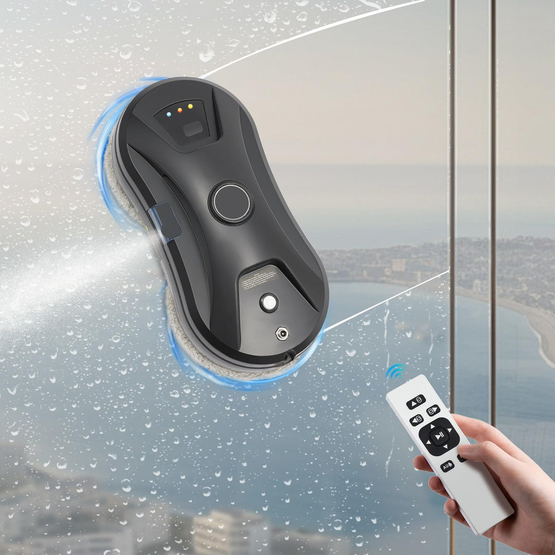 Fensterputzroboter 2800PA, Fensterputzer Elektrisch mit Fernbedienung, Indikator-Lichter & Luftausla
