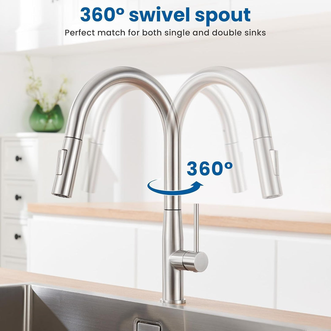 Auralum Wasserhahn Küche, Küchenarmatur Ausziehbar Hochdruck Armatur Küche Mischbatterie mit Hoher A