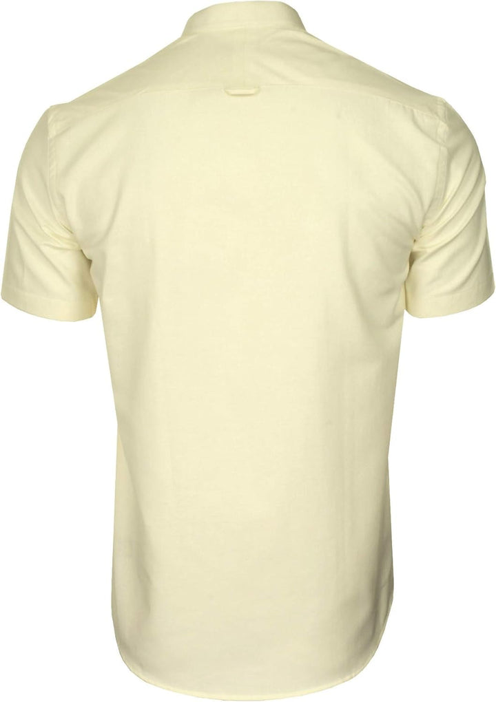 Xact Herren Oxford Grandad-Mandarinkragen Kurzarmhemd L Gelb, L Gelb
