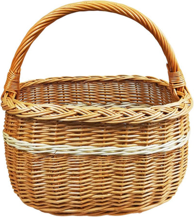 Weidenkorb, Einkaufskorb, Obst- oder Gemüsekorb, Pilzkorb, Picknickkorb 40 x 27 / H 23/40 cm