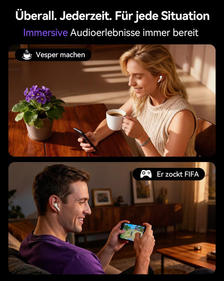 Kopfhörer Kabellos Bluetooth 5.4, In Ear Kopfhörer Bluetooth mit Touchscreen & 5 EQ Modi, Bluetooth