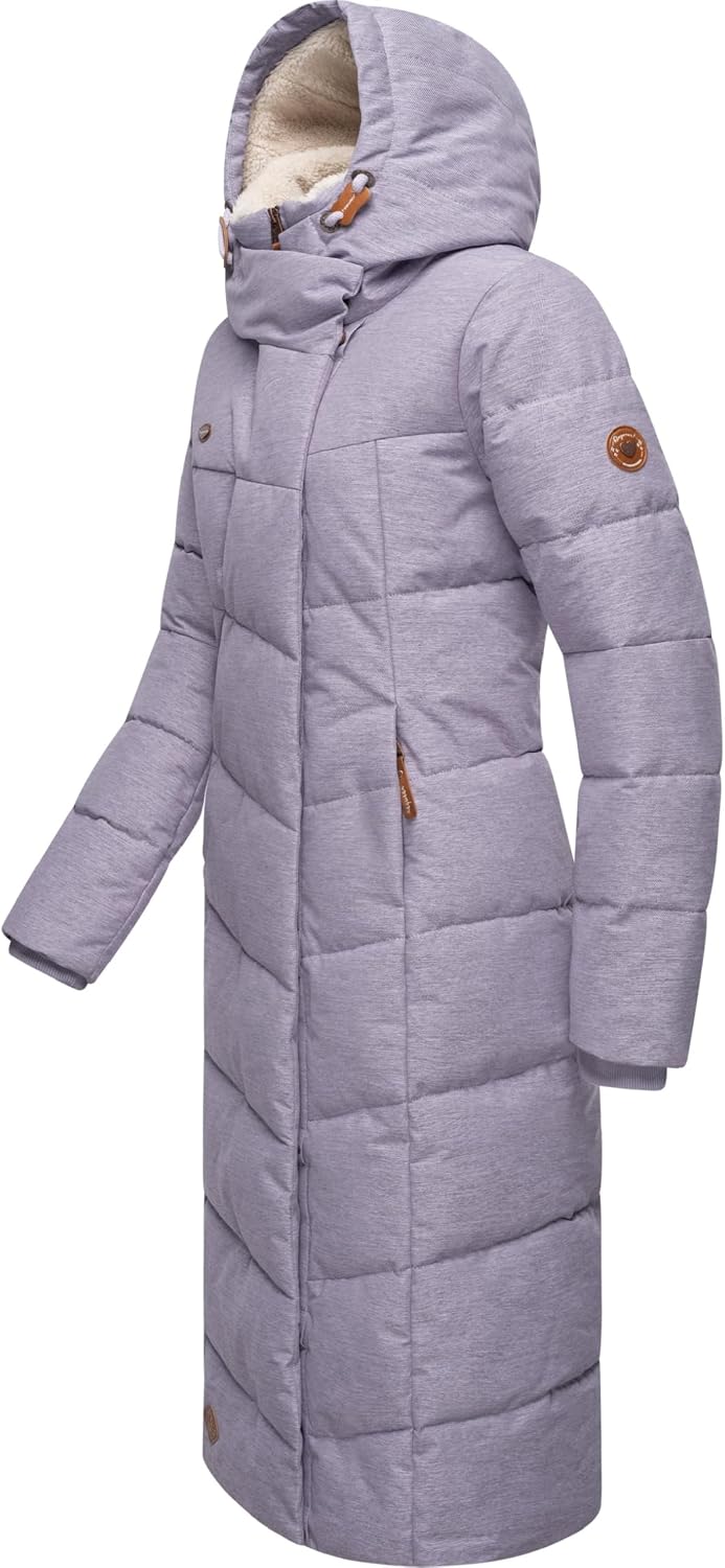 Ragwear Damen atmungsaktiver Wintermantel Warmer wasserdichter Steppmantel lang mit Kapuze Pavla Lon