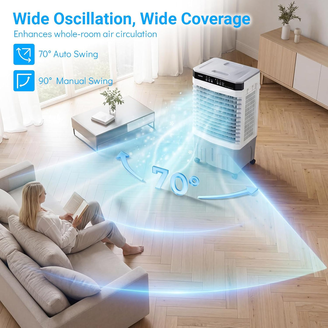 COSTWAY Luftkühler mit Wasserkühlung, mobile Klimaanlage ohne abluftschlauch leise, Kühlventilator m