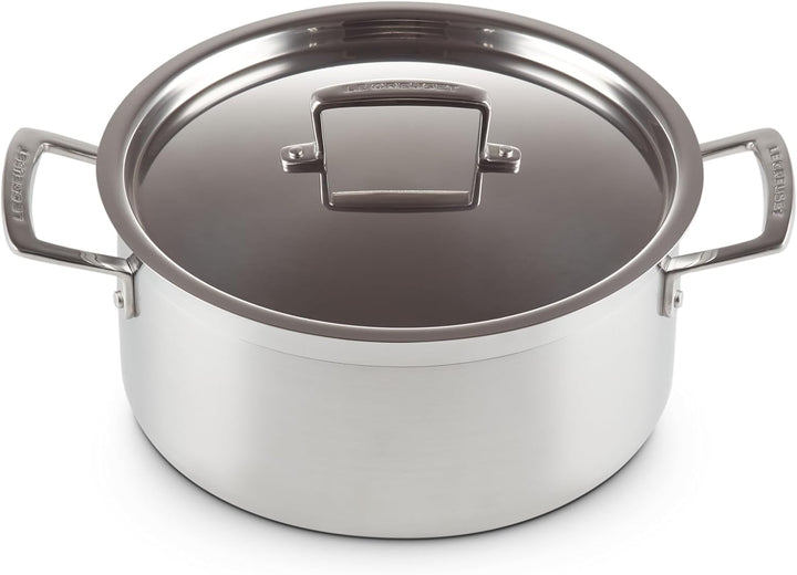 Le Creuset Bratentopf aus 3-ply Edelstahl mit Deckel, Ø 24 cm, Für alle Herdarten inkl. Induktion ge