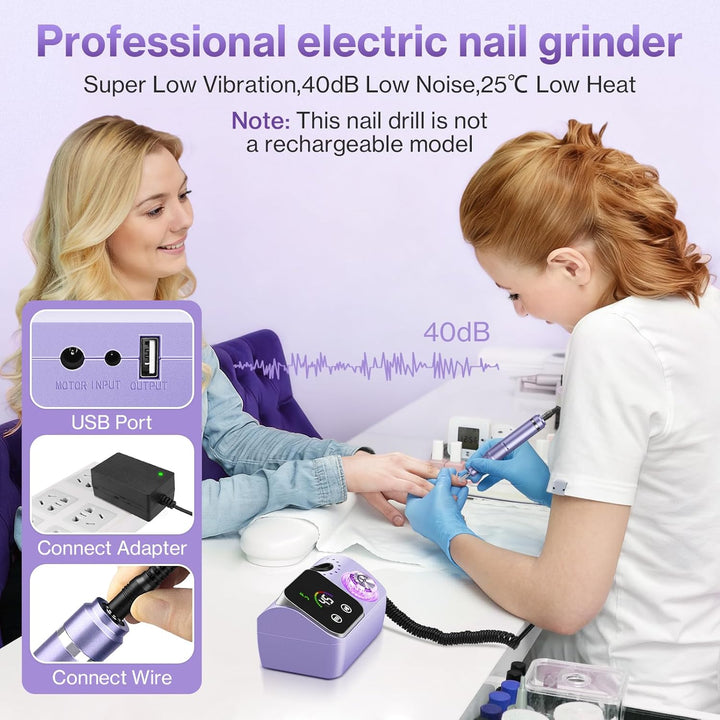 Elektrischer Nagelfeile Nagelfräser für Gelnägel, 45000 U/min Nagelfräser Professioneller mit LCD-An
