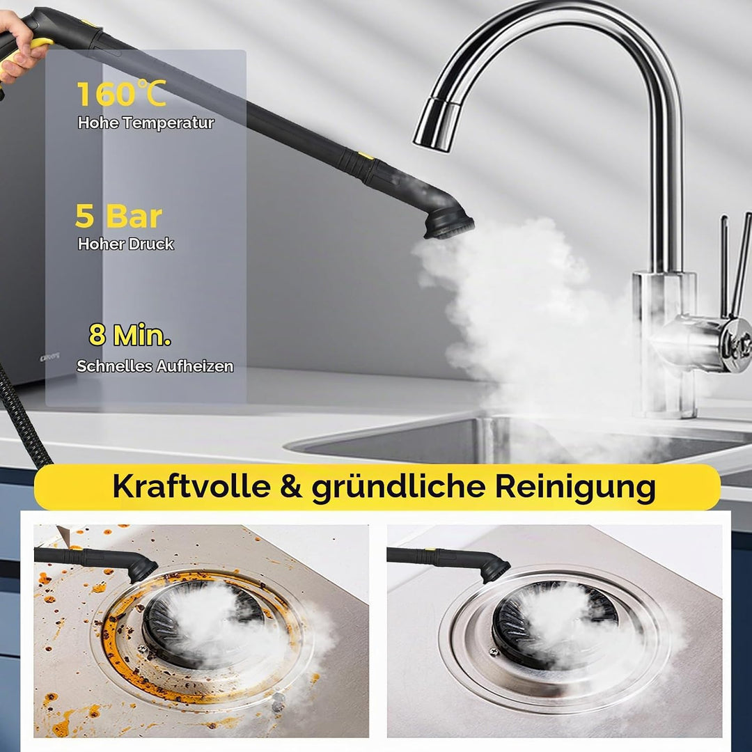 SOARS Dampfreiniger mit 13 Zubehör, Dampfdruck: 5 bar, Max. 160 ℃, Aufheizzeit: 8 min., Leistung: 20