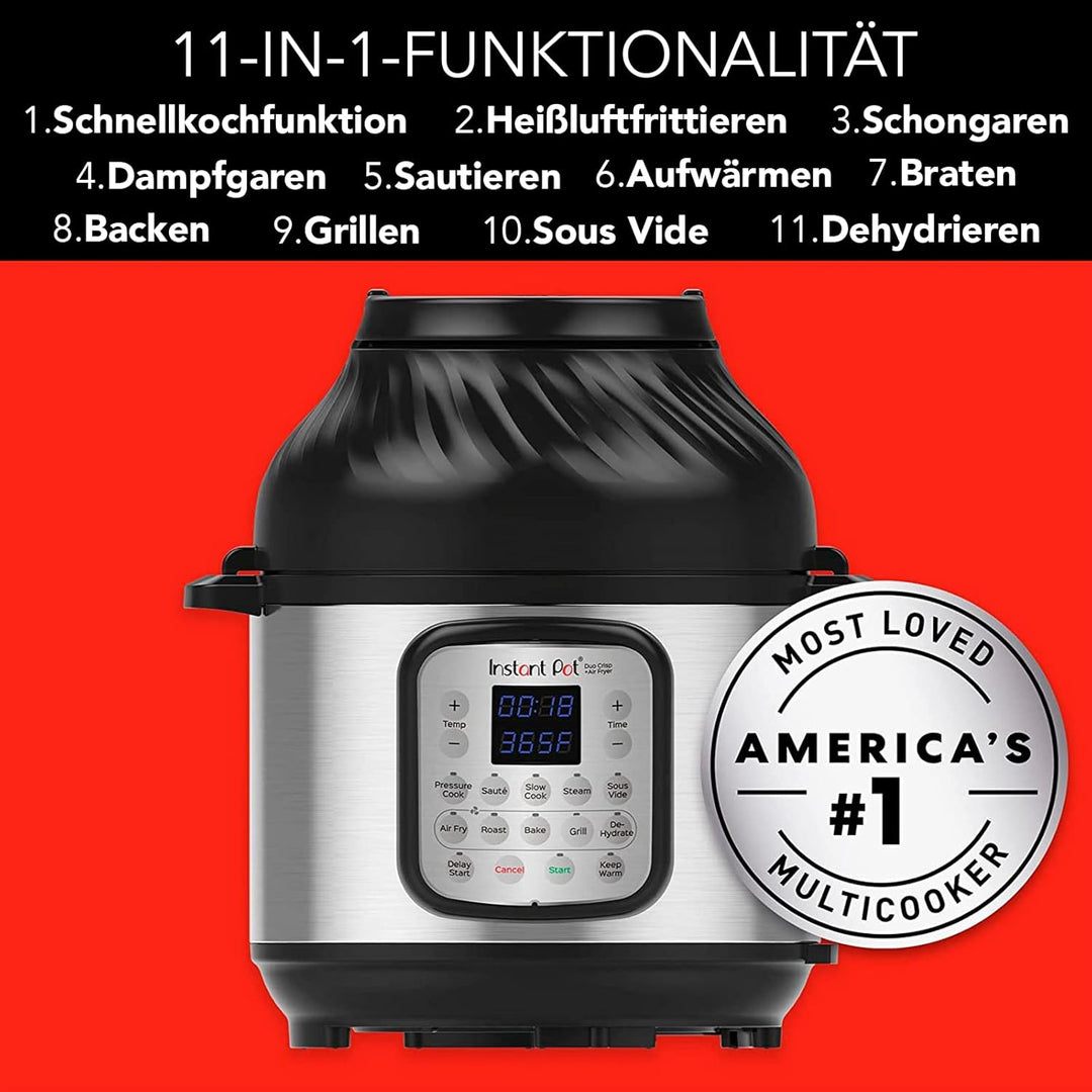 Instant Pot DUO CRISP + Air Fryer 8L Multikocher. 11 Funktionen in 1: Schnellkochtopf, Bratpfanne, D
