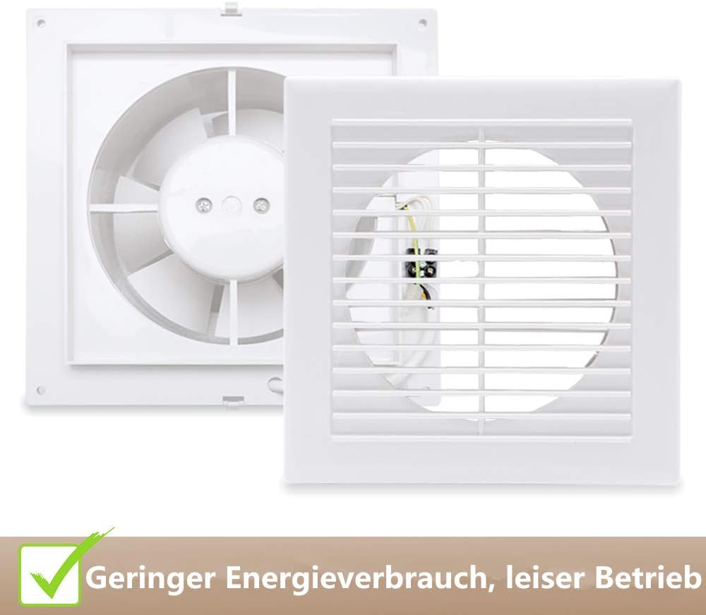 Sonnewelt 2x Badlüfter 150mm Abluftventilator Wandventilator badlüfter,Leise Weiss Ventilator,für Ba